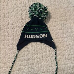 The Beaufort Bonnet Company Navy and Green Pom-Pom Hat